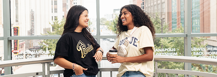 Students grab a coffee inside the Circle Center Mall in Indianapolis