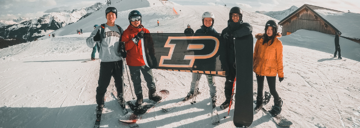 Purdue students snow boarding